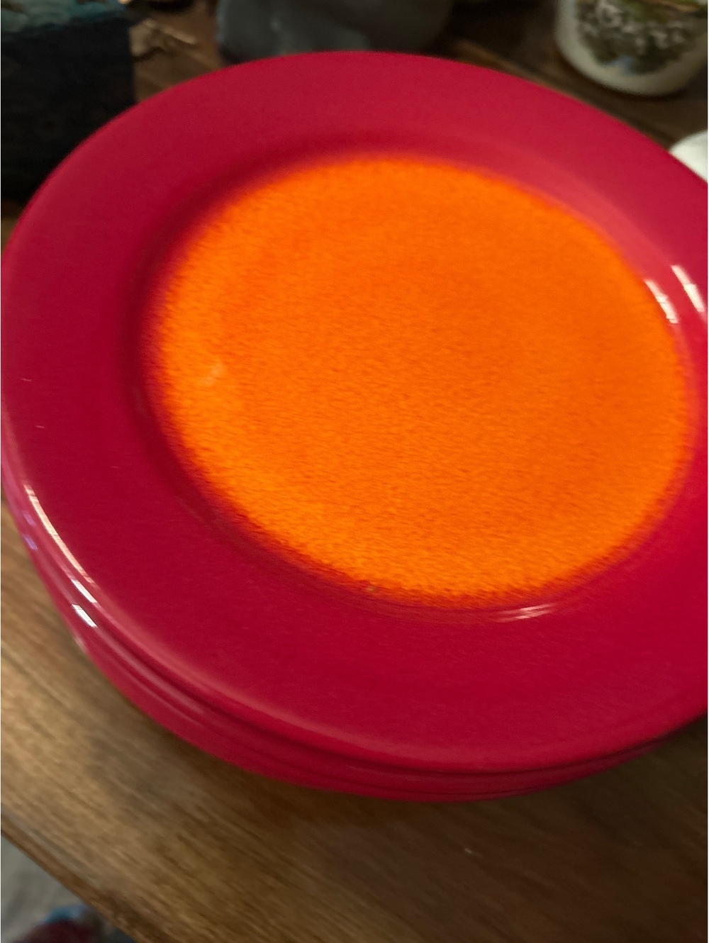 Waechtersbach Art Factory Red and Orange Ceramic Dinner Plates Set